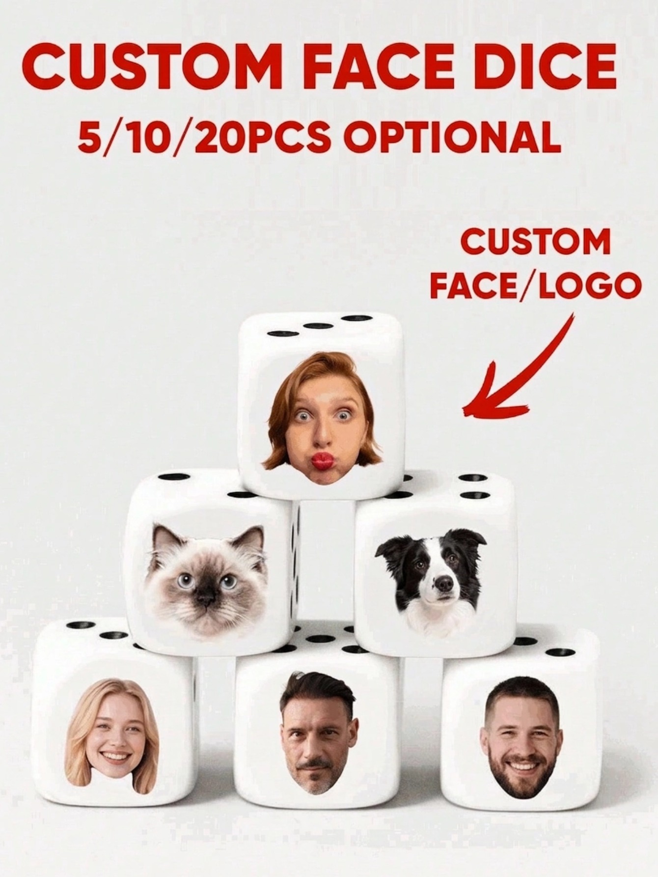 Party Games Couple - Dadi Personalizzati con Volti, Dadi Divertenti