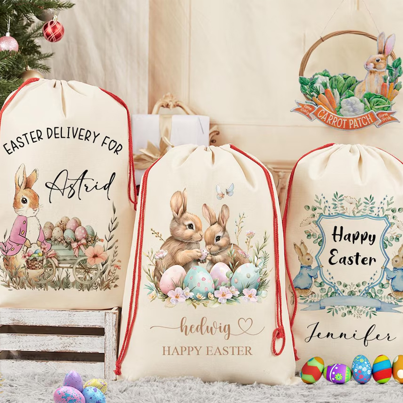 Party Games Egg - Borsa Regalo Personalizzata con Nome Coniglietto