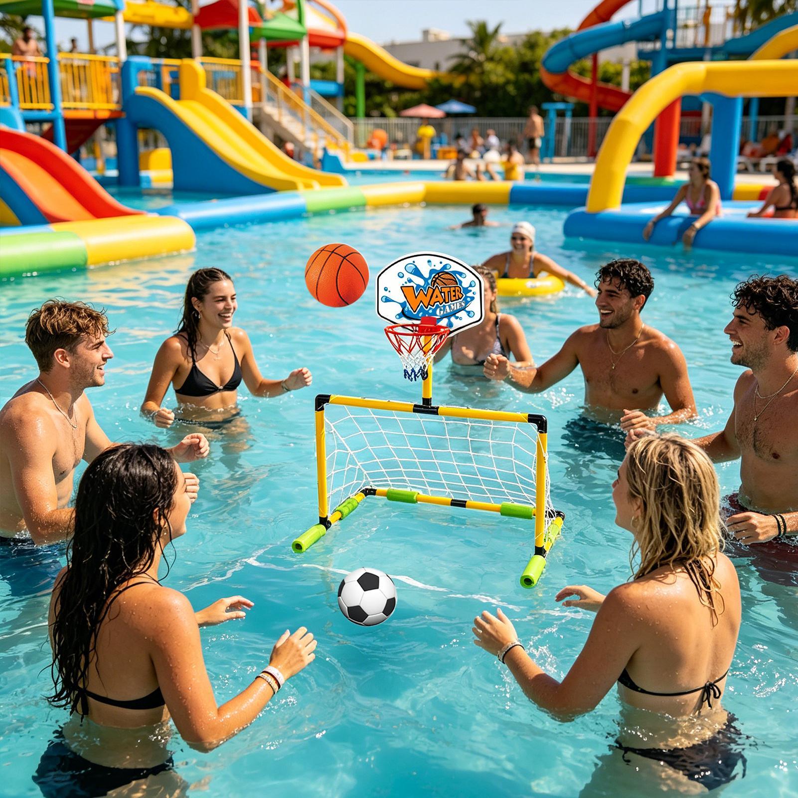 Party Games Kids And Adults - Canestro da basket per piscina 2-in-1