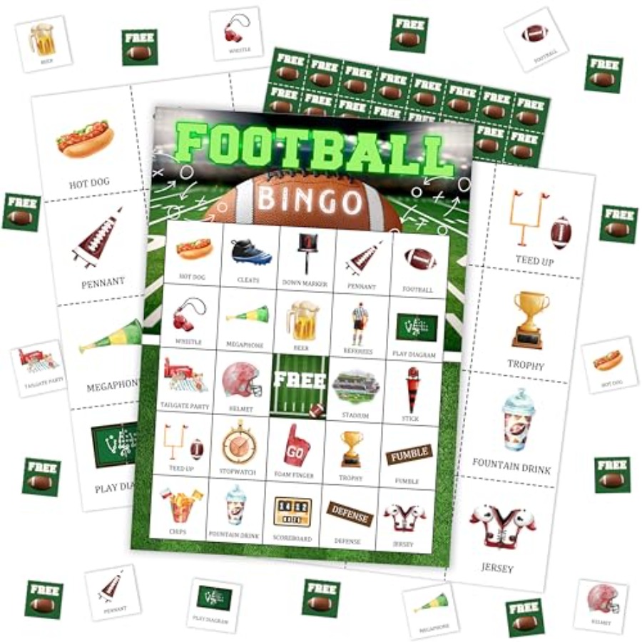 Party Games Large Groups - Gioco di Bingo a Tema Calcio,
